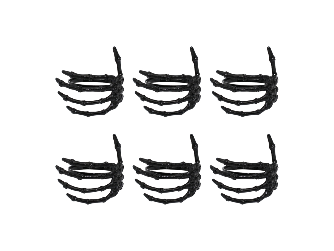 Anel de Guardanapo Halloween Mão de Caveira Liga Metálica Decorativo Preto S/MARCA