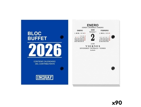 Calendário De Mesa Ingraf Buffet 2026 (90 Unidades)