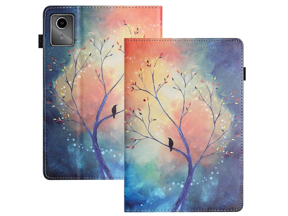 Capa De Couro Inteligente Para Tablet Lenovo Tab M11 Com Textura De Lichia E Costura.