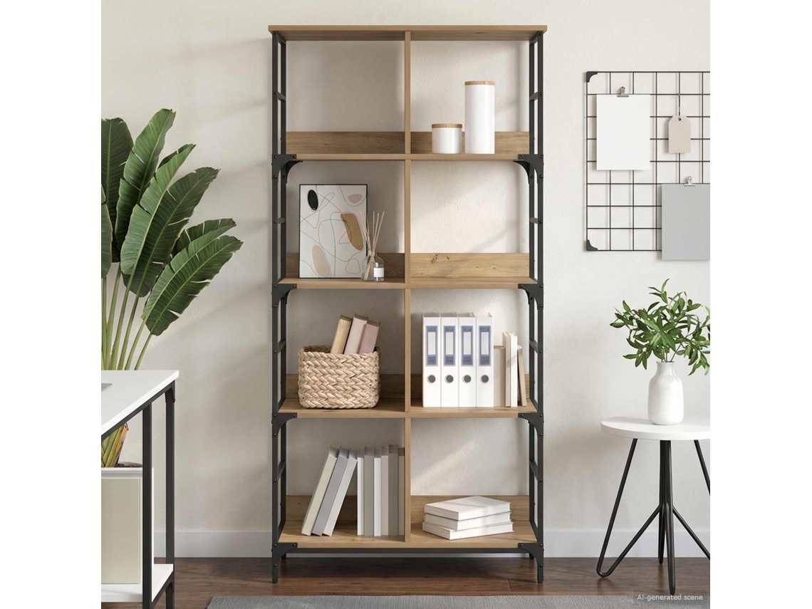 Vidaxl Estante 4 Níveis 78,5 X 33 X 153 Cm Metal Pb Carvalho Artisan