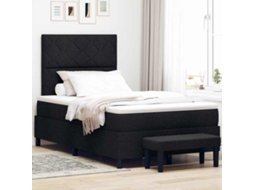 Vidaxl Cama Box Com Cabeceira Preto 120 X 200 Cm Tecido