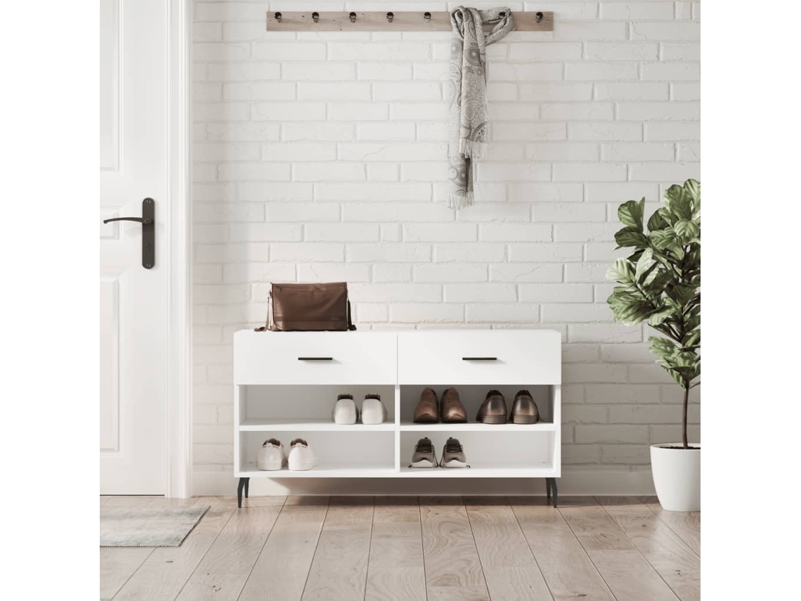 Vidaxl Banco Sapateira 102x35x55 Cm Derivados De Madeira Branco