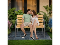 Madeira, Tectake, Banco Jardim Assento Exterior Confortável, Resistente Durável Firme Fácil Montagem Leve Portátil, Castanho, 119,5x62x83cm