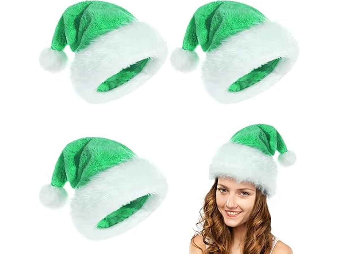 3 Gorros de Natal Felpudos, para Adultos, Quentes e Reforçados, Ideais como Presentes de Festas, Ergonômico, Uso Diário STELASPLEN