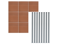 Vedao Exterior Wpc 185x1218cm | Marrom | 7 Painis 8 Postes De Alumnio Com Led Solar | Painel Dupla Face | Design Monstershop
