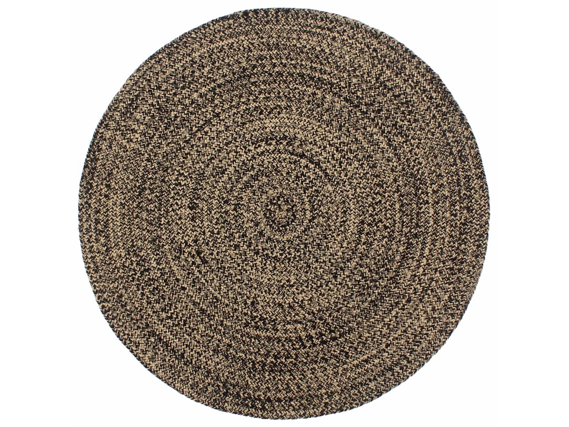 Vidaxl Tapete Artesanal Em Juta 180 Cm Preto E Castanho