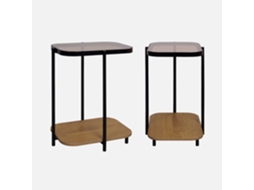 Mesa de Apoio para Sofá de Metal Preto Vintage Set de 2 Natural SWEEEK