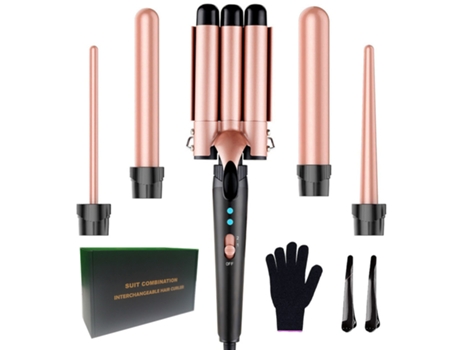 5 Em 1 Hair Waver Curling Iron, 3 Barrel Hair Crimper Com Aquecimento Rápido Trimtide