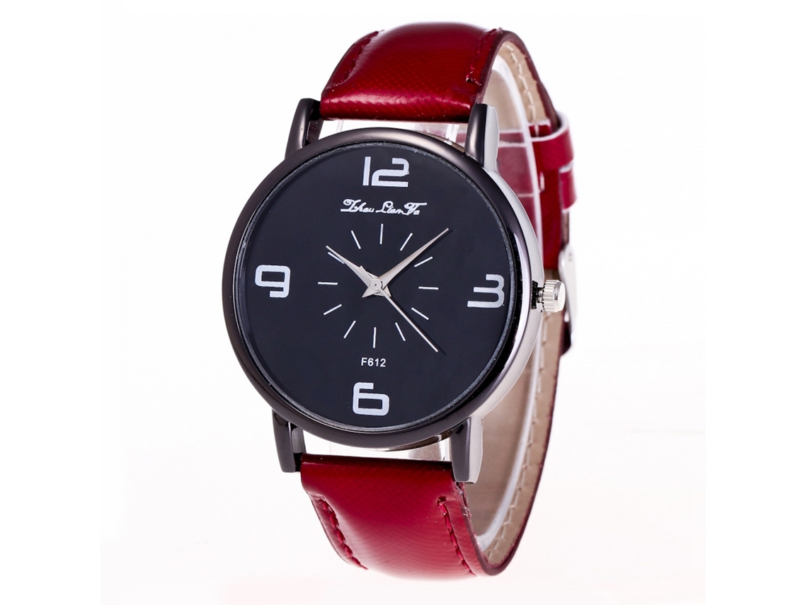 Relógio de Quartzo com Pulseira de Couro Estilo Simples e Fashion Gota de Cristal Marrom