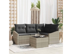 Vidaxl Conjunto De Sofá De Jardim 5 Pcs Cinzento-claro Vime Pe
