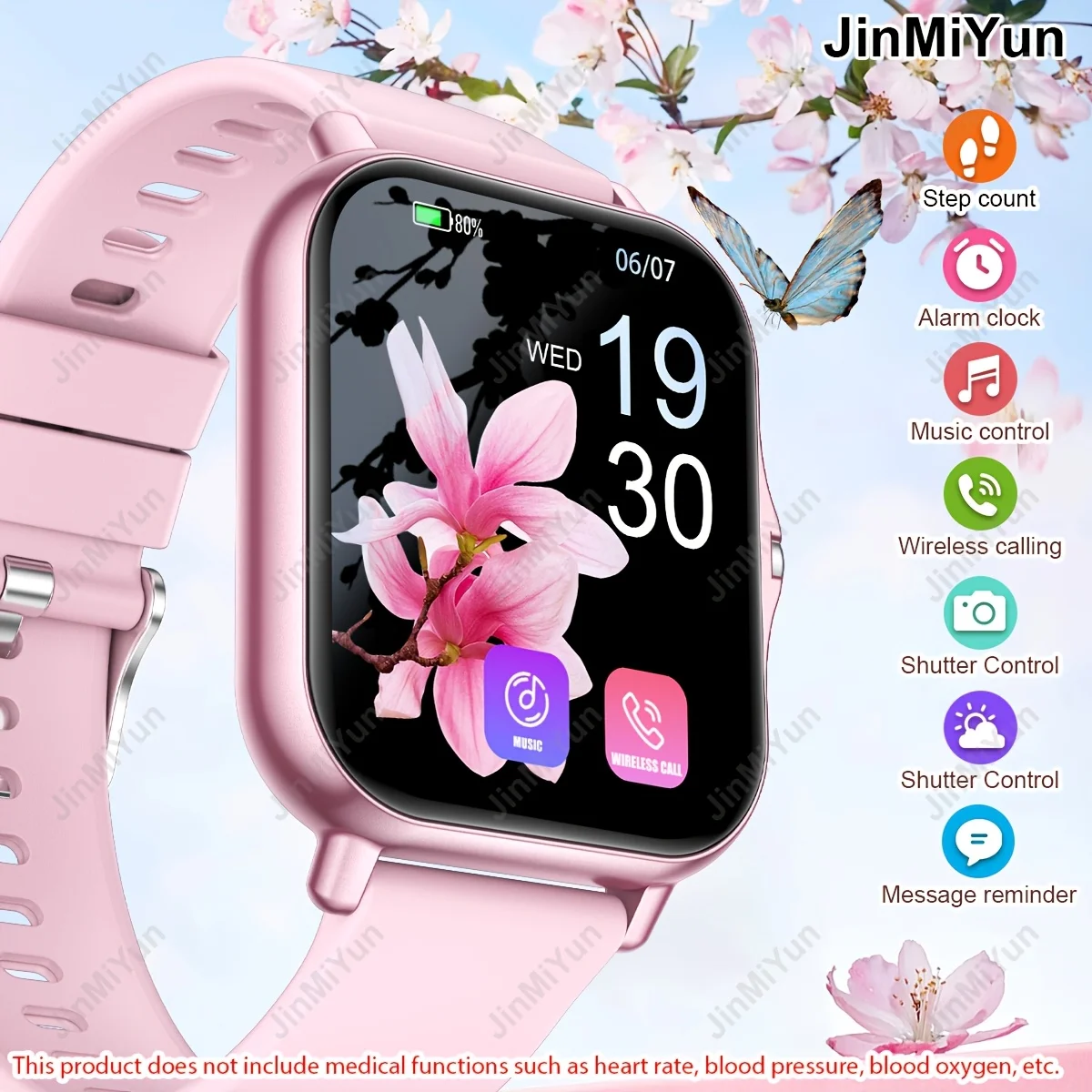 (rosa) Smartwatch Com Tela Sensível Ao Toque E Função De Chamada Sem Fio.