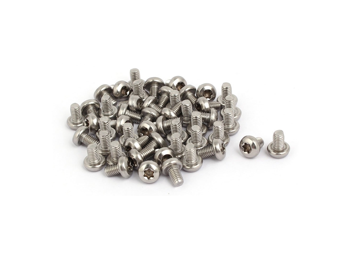 Parafusos Torx de Cabeça Cilíndrica com Encaixe Sextavado M5x8mm em Aço Inoxidável 304 CHABERLU