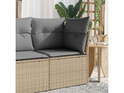 Vidaxl Cadeira De Jardim Sem Apoio Braços C/ Almofadões Vime Pe Bege