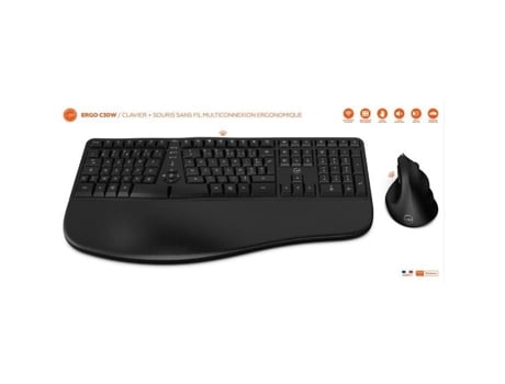 Conjunto de teclado e mouse sem fio ergonômico Mobility Lab C30w, preto