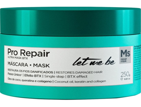 Máscara BTX Capilar LET ME BE Pro Repair Passo Único, Redutor de Volume Profissional, Orgânico e sem Formol | 250g