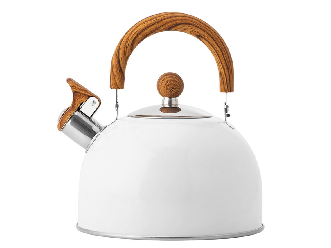 Olla De Silbido De Acero Inoxidable Para Cocina 2.5l Con Mango Plegable Color Blanco