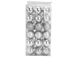 Conjunto de 36 bolas de Natal anti quebra para árvore, decorações de festa e feriados, prateadas LAXISCREED