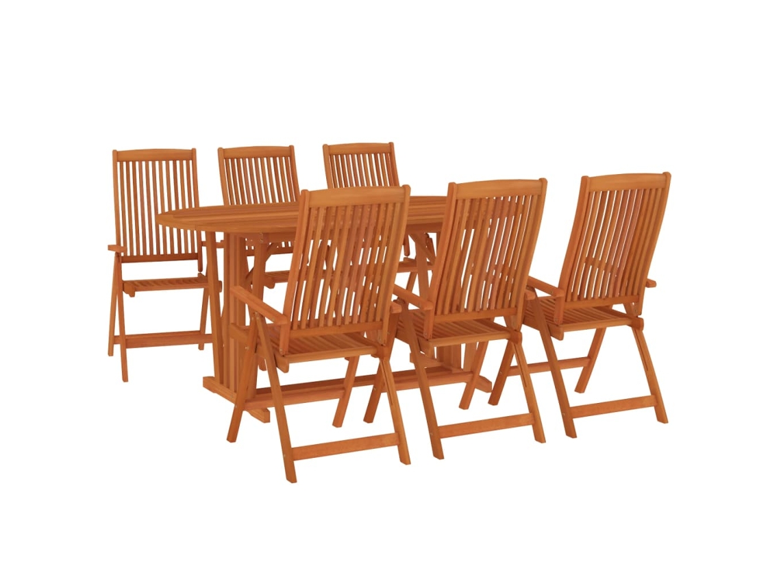 7 Pcs Conjunto de Jantar para Jardim Madeira de Eucalipto MAISON EXCLUSIVE