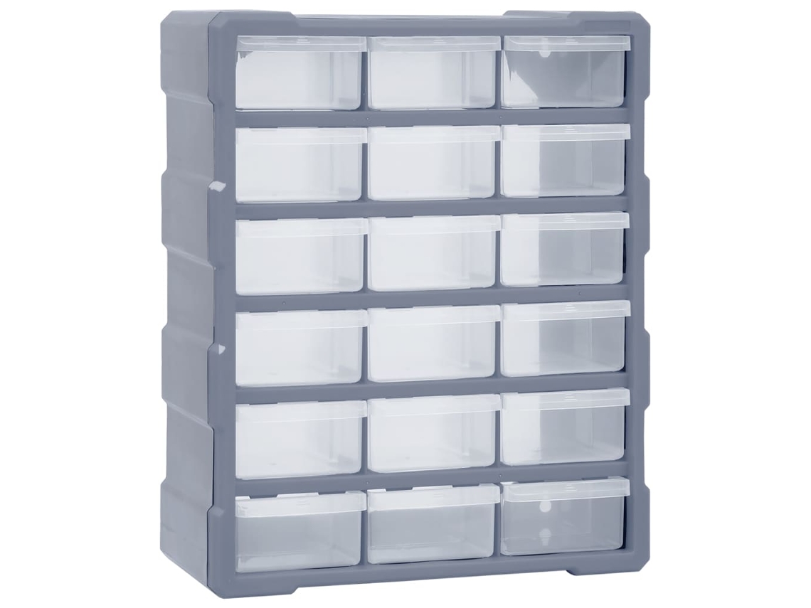Conjunto 1 Multi-drawer Organiser, Multi-drawer Organisers Vidaxl Cinzeto Polipropileno (18 Gavetas)
