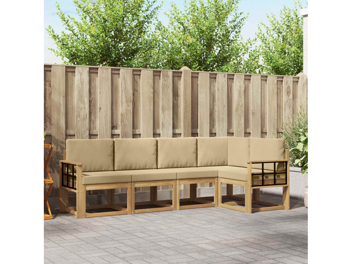 Vidaxl Conjunto De Sofás Para Exterior 5 Pcs Branco E Bege