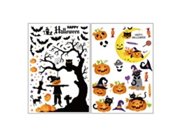Adesivos de Gel para Janelas de Halloween Adesivos de Abóbora Bruxa Morcego e Aranha RNEMITERY