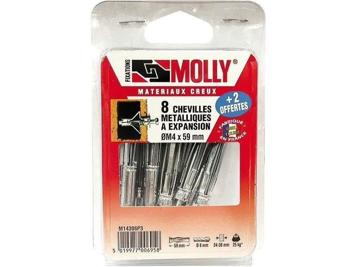 Pacote com 10 parafusos Molly 5x36mm