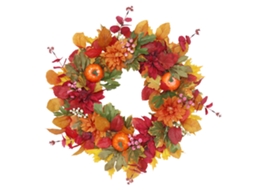 Decoração de outono com guirlanda artificial para Halloween, porta de casa, rattan LAXISCREED