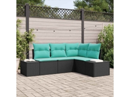 Vidaxl Conjunto De Sofá De Jardim 4 Unid. Preto Vime Pe