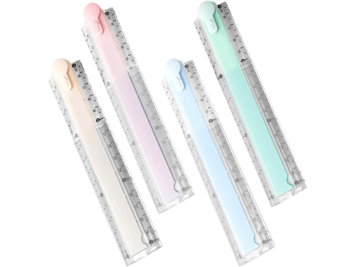 Régua Dobrável Multifunctional Packove com design versátil e preciso, 30cm, em plástico, pacote com 4 unidades para