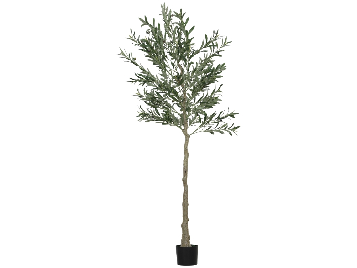 Oliveira artificial grande de 180 cm em vidro com cimento e musgo para sala de estar, quarto e mesa de trabalho BTFORUS