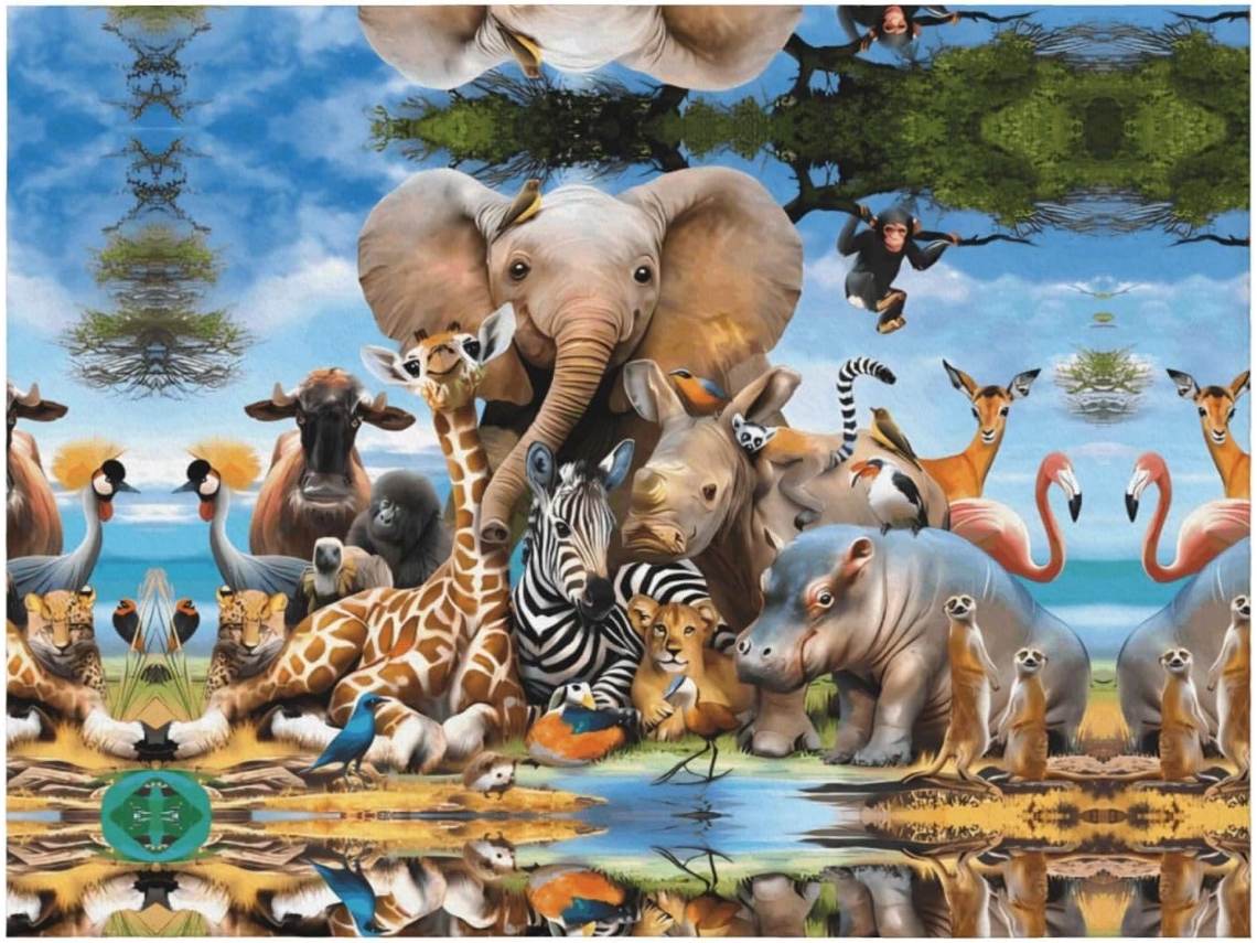 Colcha de Flanela Macia e Quente Wildanimals com Estampa Elefante 127 X 101 Cm, Macio, Quente, Ideal para Quar