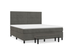 Cama com Molas e Colchão Veludo Cinzento Escuro MAISON EXCLUSIVE (180x200 cm)