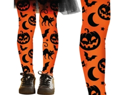 Meia-calça infantil laranja de Halloween
