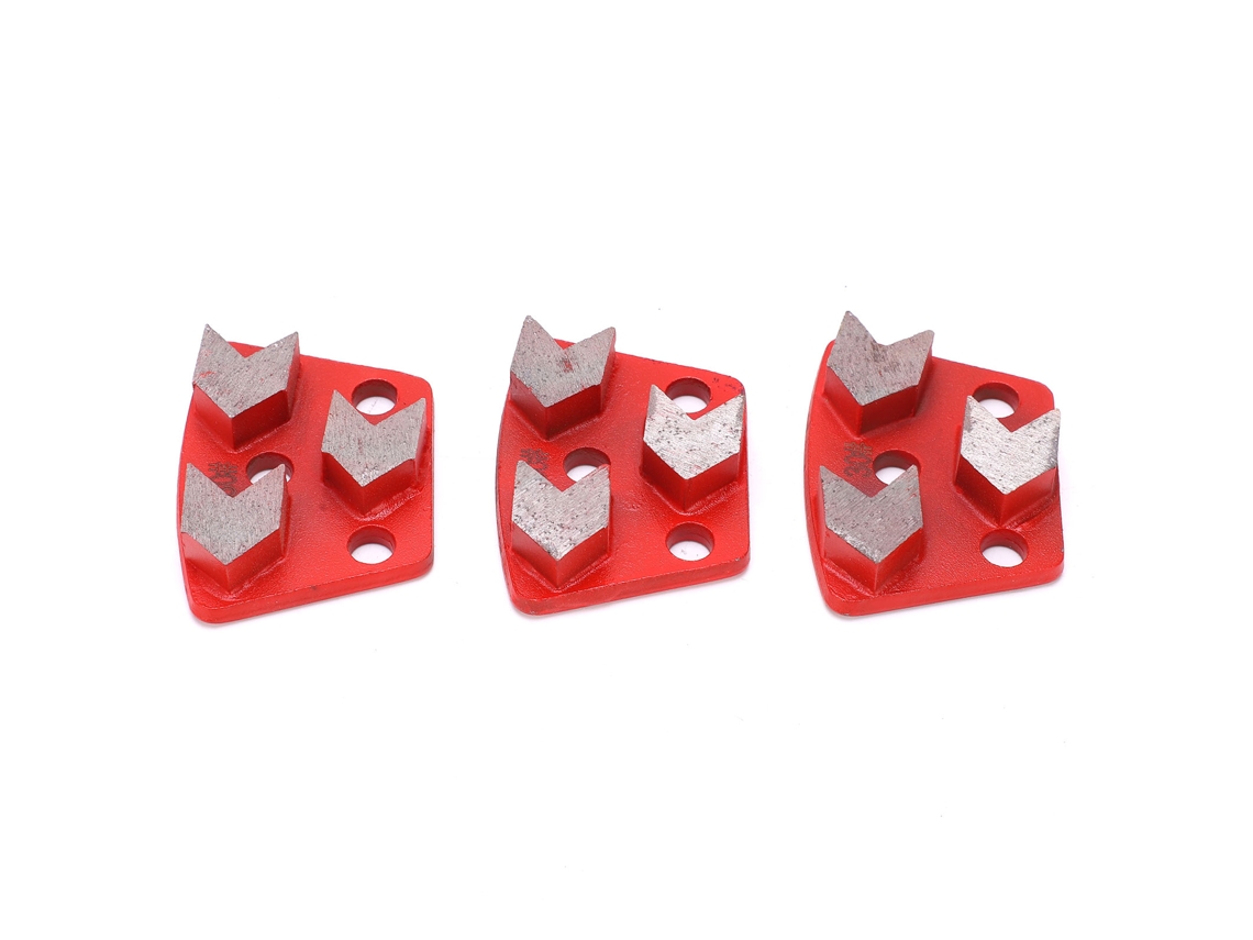 3 Peças De Sapatos De Esmerilado Diamante Trapezoidal Para Concreto Corte Agresivo 3 Dentes Flecha Vermelha 30