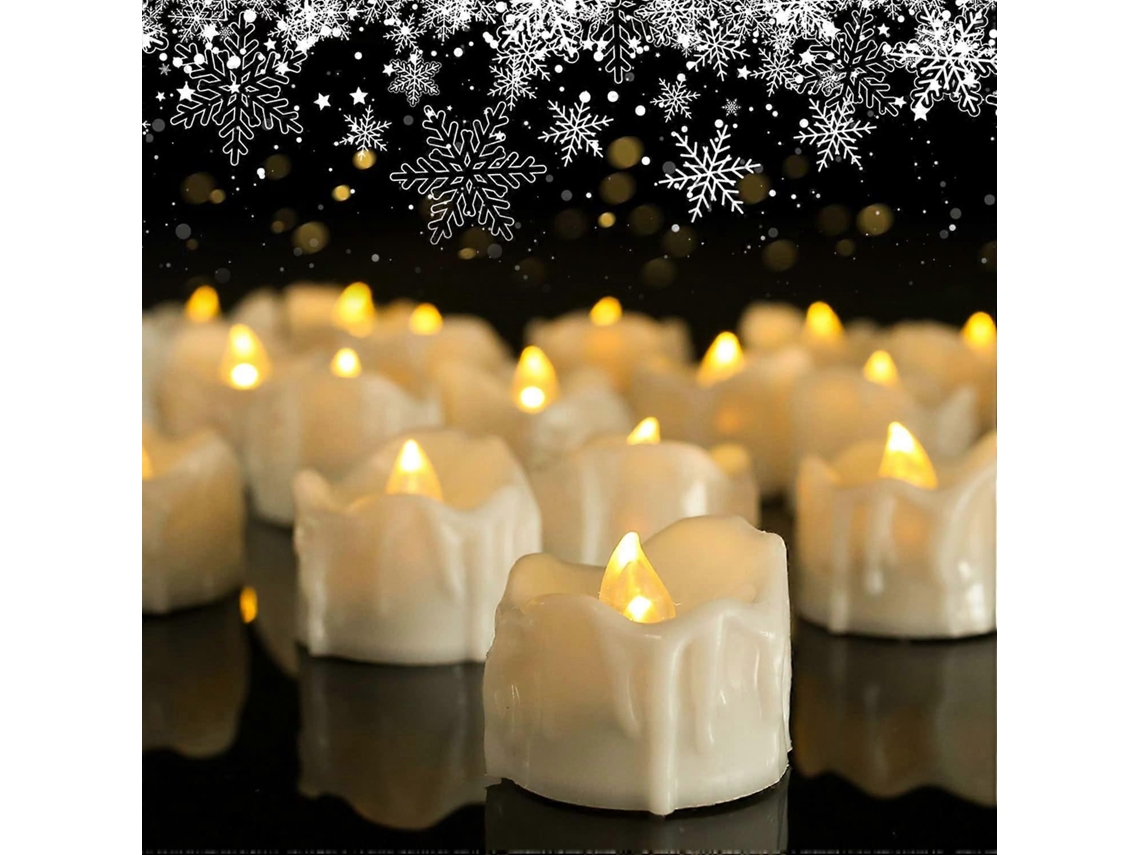 Rebe 12 Velas Elétricas Sem Chama com Temporizador Led Piscante Cor Branco Quente para Casamentos, Festas e Celebrações