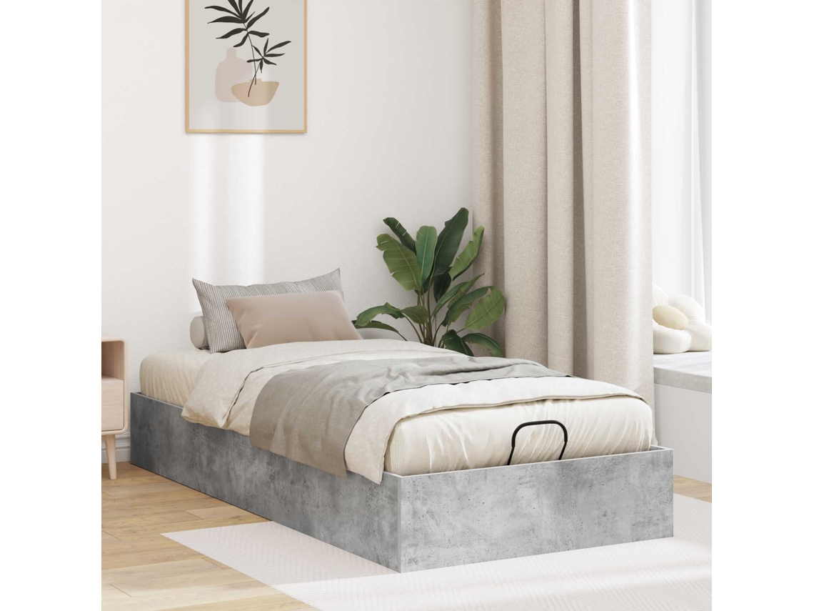 Vidaxl Estrutura De Cama Ottoman Cinzento Concreto 90 X 200 Cm