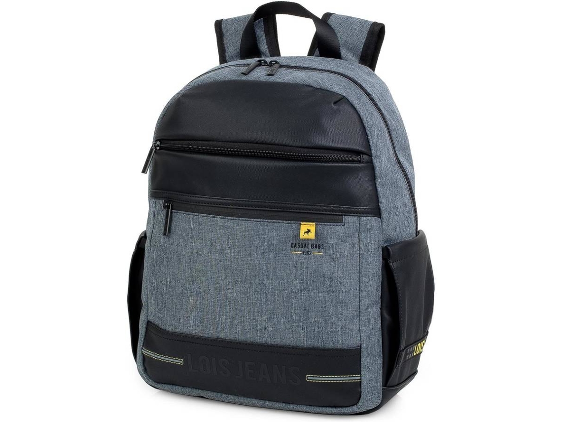 Mochila LOIS Pu Canvas E Couro (Preto)
