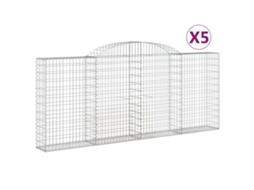 Conjunto 5 Cesto gabião VIDAXL Prateado Ferro (300x30x120/140cm)