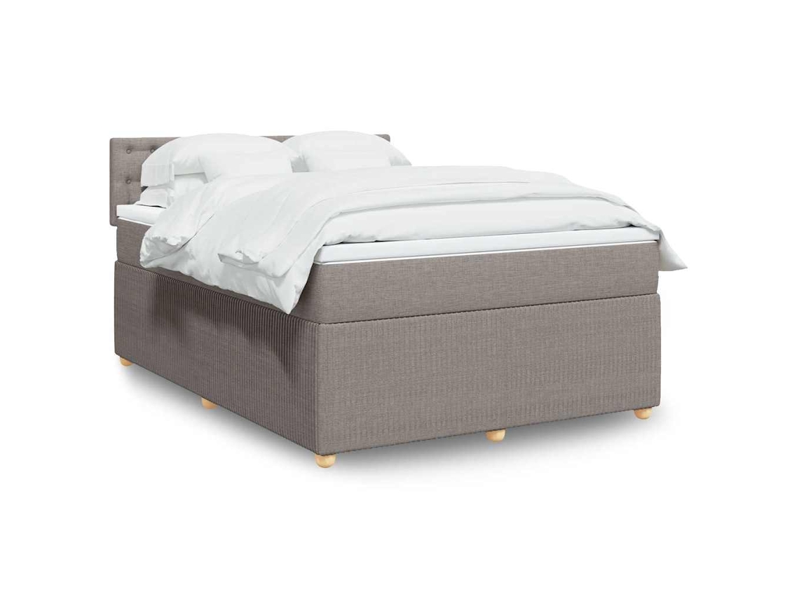 Vidaxl Cama Com Molas/colchão 140x200 Cm Tecido Castanho-acinzentado