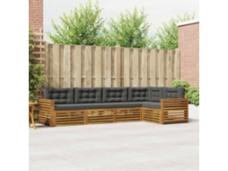 Vidaxl Conjunto De Sofás Para Exterior 5 Unid. Natural E Antracite