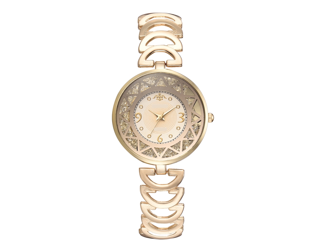 Relógio de Pulso Feminino de Quartzo com Pulseira de Liga e Design Elegante (ouro)