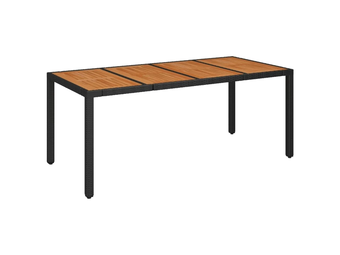 Garden Table With Wooden Top, Garden Tables With Wooden Tops Vidaxl Preto Rattan / Vime (190 X 90 X 75 Cm)