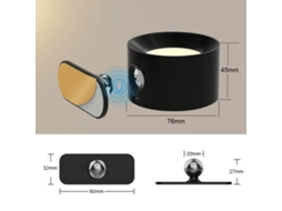 Rebe-lâmpada De Parede Led Giratória 360° Recarregável Magnética Com 3 Temperaturas E Brilhos, Para Quarto E Galeria