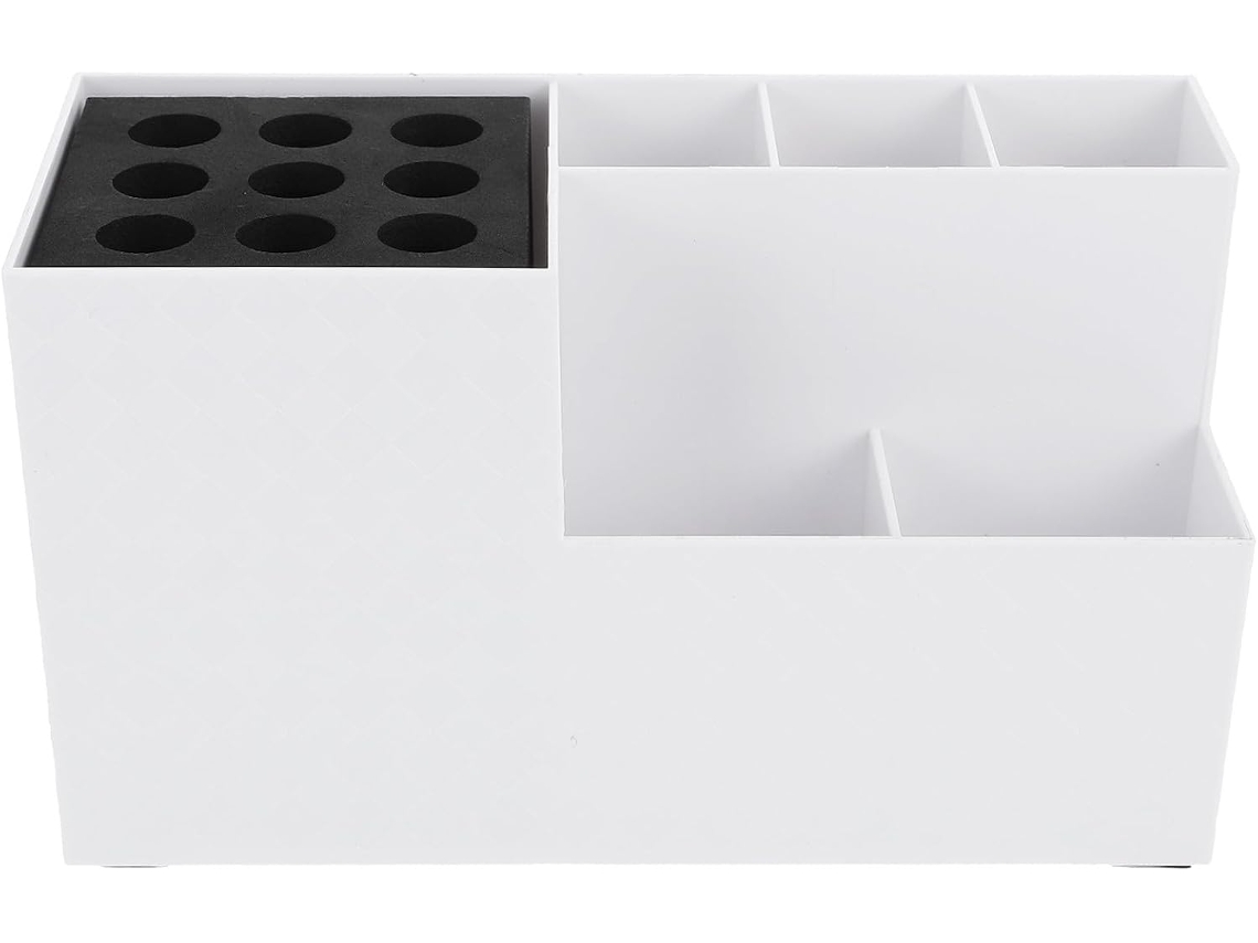 Caixa organizadora em ABS branco, prática e portátil, ideal para guardar ferramentas.