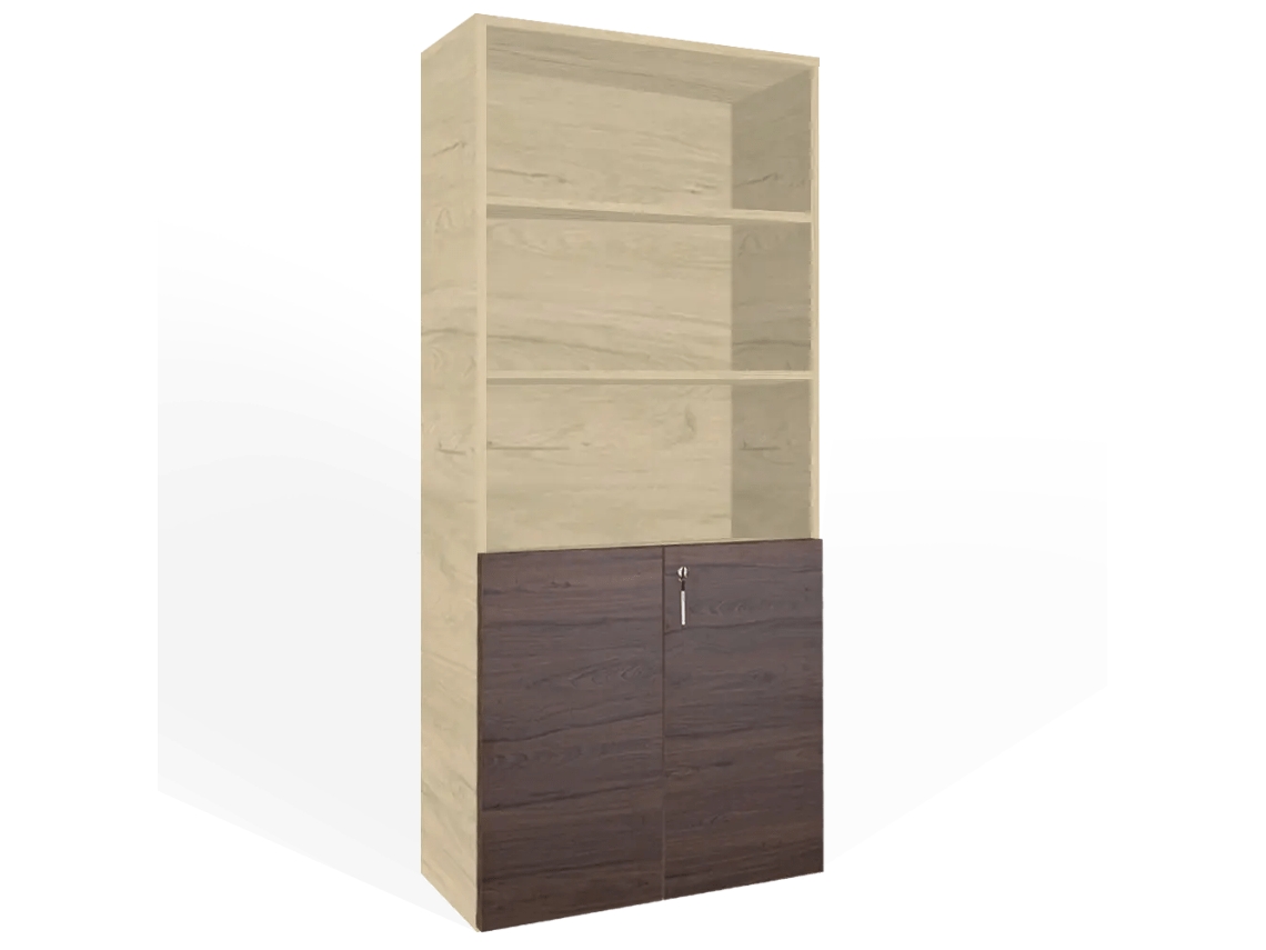 Armário de arquivo com portas baixas. 5 prateleiras. 200 x 90 x 40 cm. Carvalho-Noz. OFILIKE