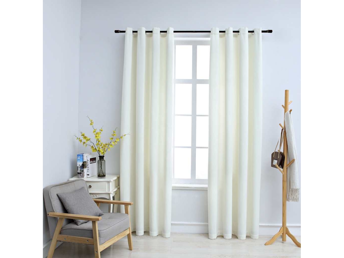 Vidaxl Cortinas Blackout Com Argolas 2 Pcs 140x225 Cm Veludo Creme