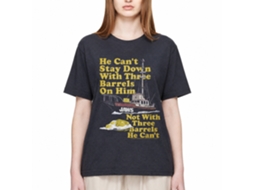 Rockinstone Jaws Movie 70's Barrels Heather Navy Adult T-shirt Size:m