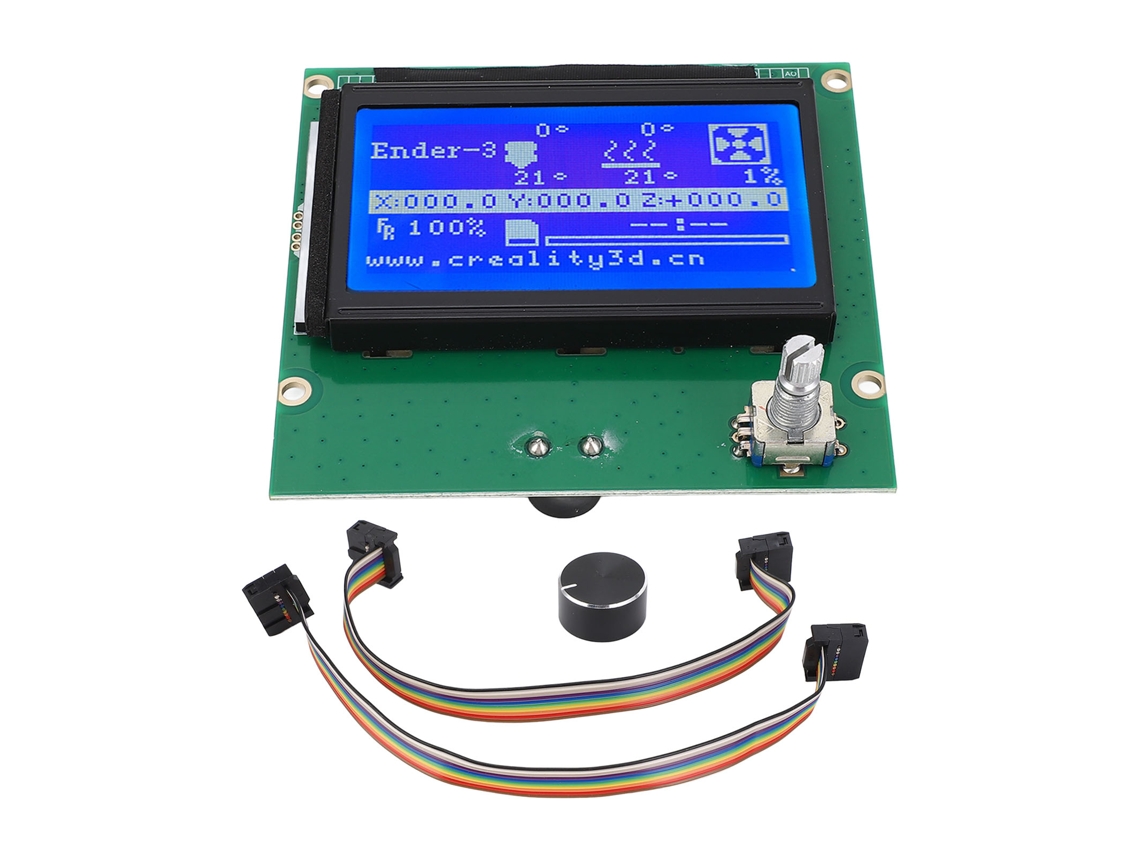Tela Lcd 12864 de Metal Pc para Impressora 3d Cr10 com 2 Cabos e Botão
