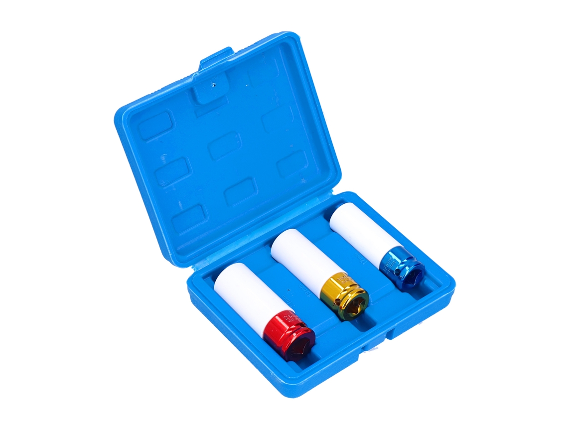 Laxiscreed Kit De Soquetes Para Porcas, 3 Peças, Metal, Encaixe Profundo, Compatível Com Ferramentas De Impacto