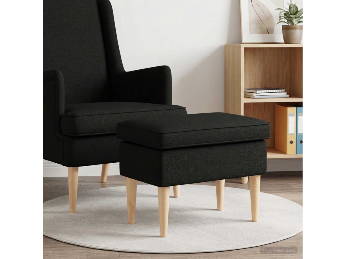 Vidaxl Pufe Para Os Pés Preto 55 X 35 X 41 Cm Tecido